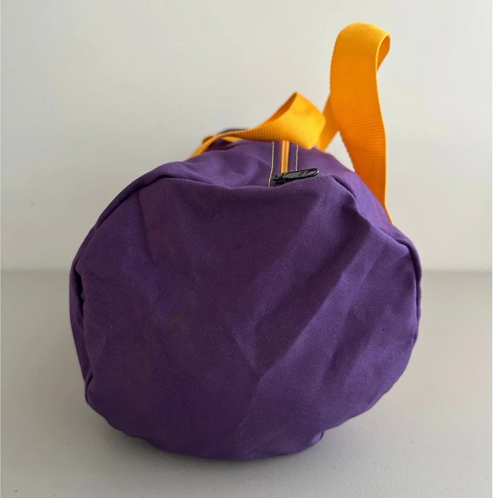 Vintage 80s Utah Jazz NBA Mini Duffle Bag Purple Gold Note Canvas Travel Gym Bag